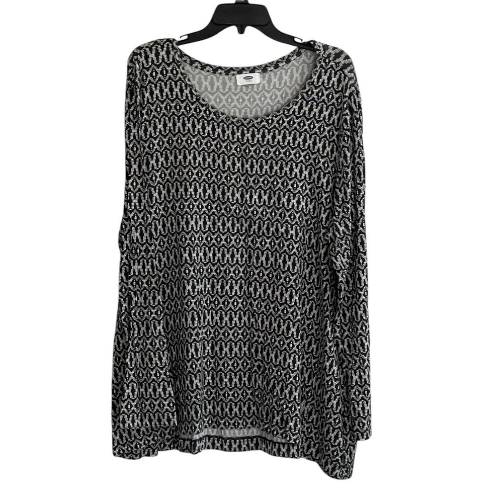 Old Navy Womens Tunic Top 2XL Black White Geometric Stretch Casual